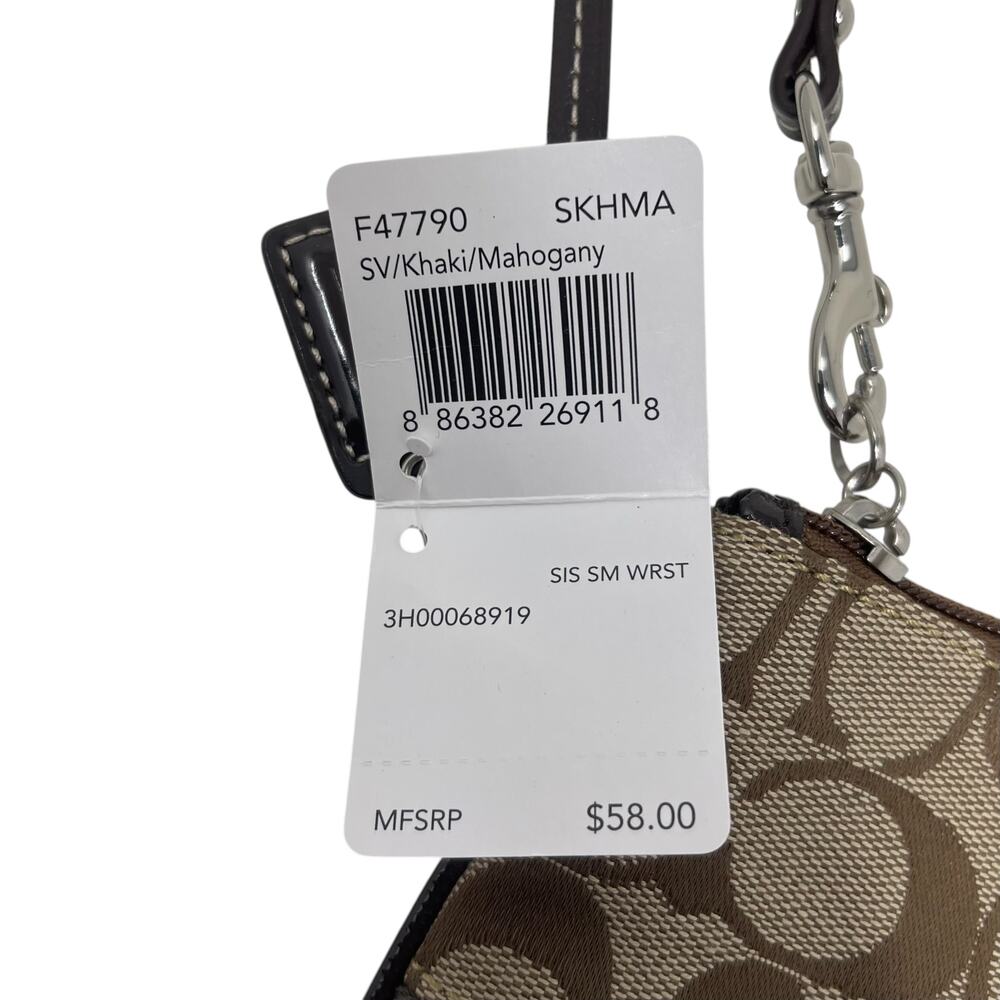 NWT COACH Signature Stripe Jacquard/Leather Wristlet - F47790 - Picture 5 of 7